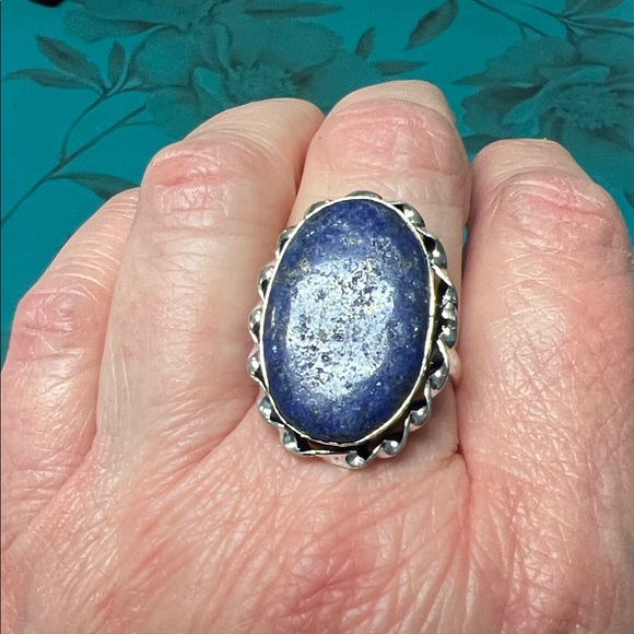 Lapis Lazuli gemstone 925 silver ring Size 9 - Picture 5 of 5